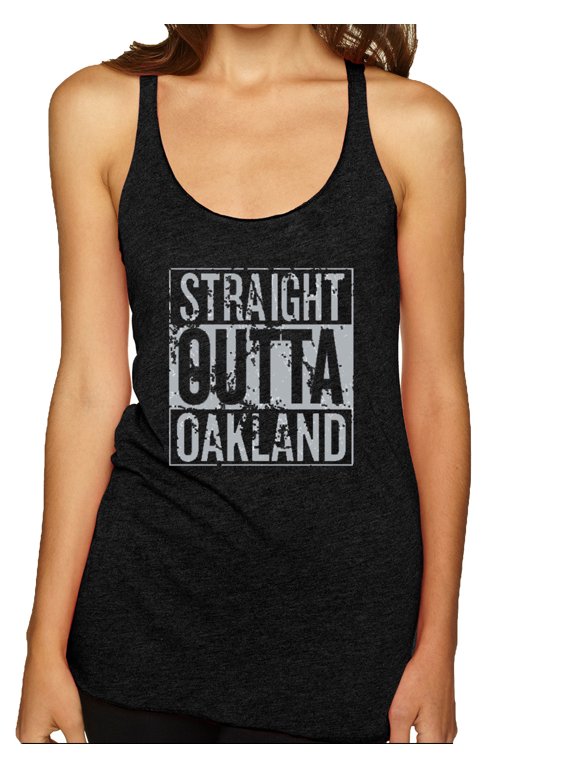 Straight Outta Oakland Oak Fan | Fantasy Football | Womens Sports Premium Tri-Blend Racerback Tank Top, Vintage Black, Small