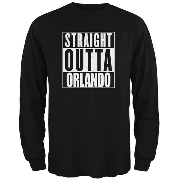 Straight Outta Orlando Black Adult Long Sleeve T-Shirt - Medium