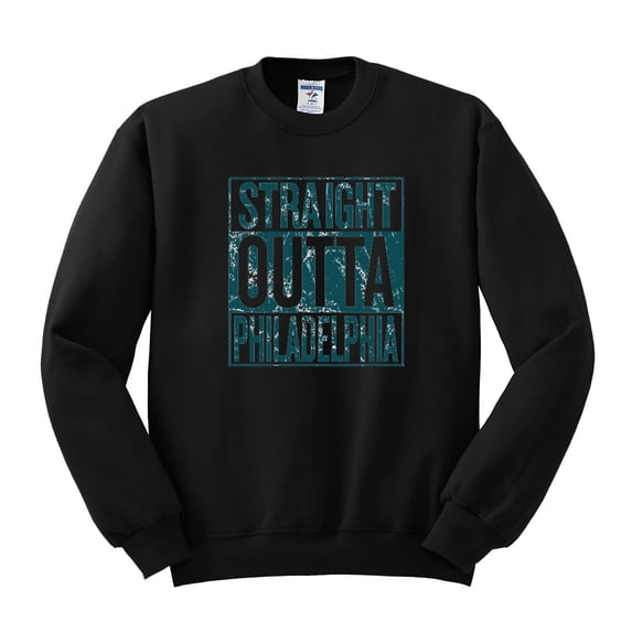 Straight Outta Philadelphia PHI Fan | Fantasy Football | Mens Sports Crewneck Graphic Sweatshirt, Black, X-Large