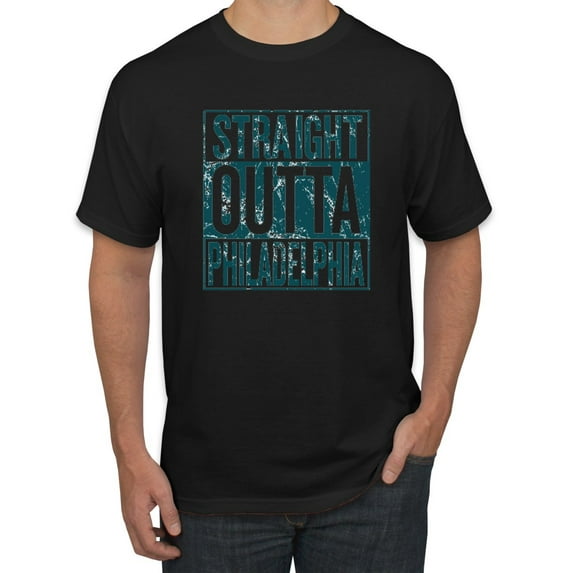 Straight Outta Philadelphia PHI Fan | Fantasy Football | Mens Sports Graphic T-Shirt, Black, 2XL