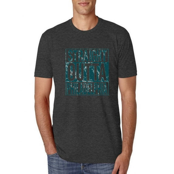Straight Outta Philadelphia PHI Fan | Fantasy Football | Mens Sports Premium Tri Blend T-Shirt, Vintage Black, Large