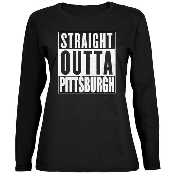 Straight Outta Pittsburgh Black Womens Long Sleeve T-Shirt - X-Large