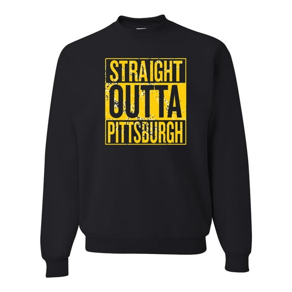 Straight Outta Pittsburgh Pit Fan | Fantasy Football | Mens Sports Crewneck Graphic Sweatshirt, Black, Small
