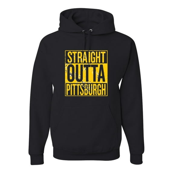 Straight Outta Pittsburgh Pit Fan | Fantasy Football | Mens Sports Hooded Sweatshirt Graphic Hoodie, Black, Large