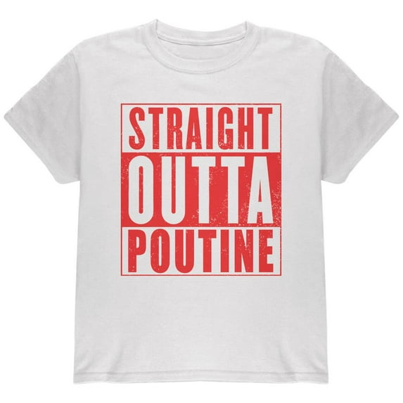 Straight Outta Poutine Youth T Shirt White YXL