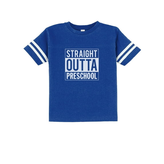Straight Outta Preschool Toddler's T-Shirt - Unisex Kids' Graduation Celebration Top - Unique Humor Graphic Tee - Perfect Back-to-School or First Day of Kindergarten Outfit - Preschool Farewell Gift