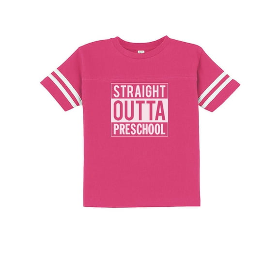 Straight Outta Preschool Toddler's T-Shirt - Unisex Kids' Graduation Celebration Top - Unique Humor Graphic Tee - Perfect Back-to-School or First Day of Kindergarten Outfit - Preschool Farewell Gift
