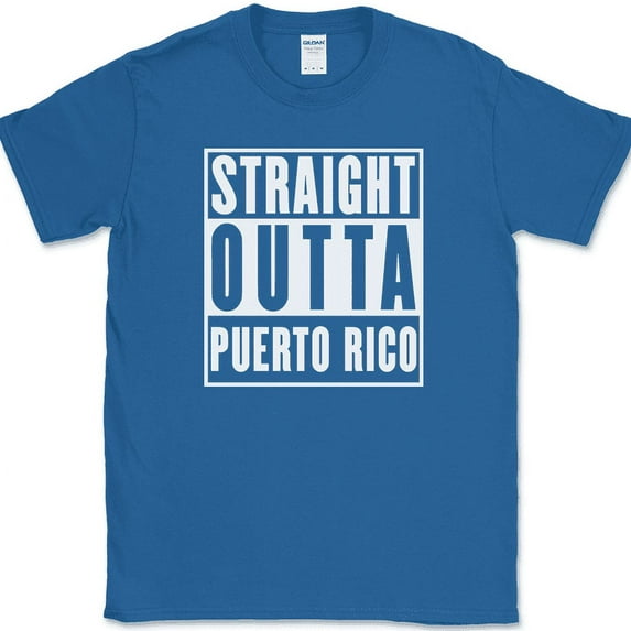 Straight Outta Puerto Rico T-Shirt Funny PR Country Humor Vacation Text Tee - Royal Blue, M