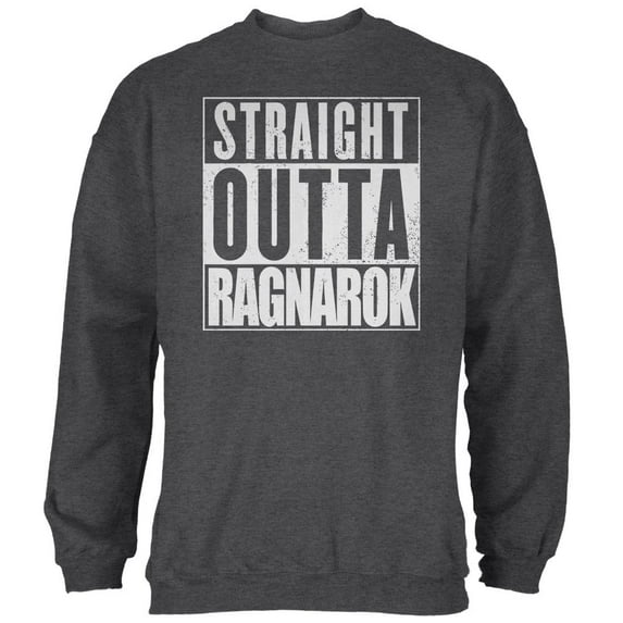 Straight Outta Ragnarok Viking Mens Sweatshirt Deep Heather LG