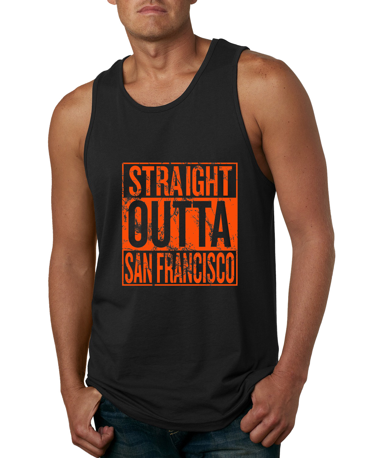 Straight Outta San Francisco SF Fan | Fantasy Baseball Fans | Mens Sports Graphic Tank Top, Black, Small - image 1 of 4