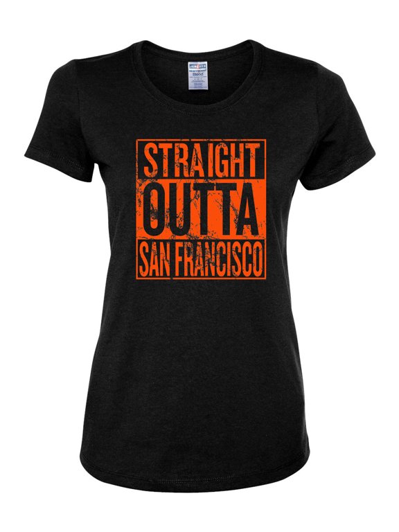 Straight Outta San Francisco SF Fan | Fantasy Baseball Fans | Womens Sports Graphic T-Shirt, Black, Small