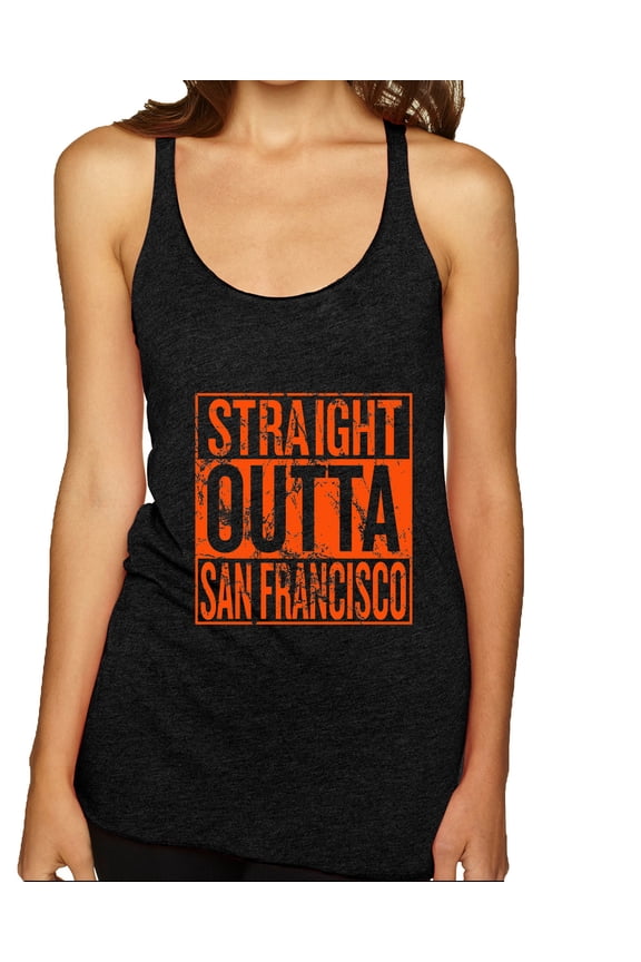 Straight Outta San Francisco SF Fan | Fantasy Baseball Fans | Womens Sports Premium Tri-Blend Racerback Tank Top, Vintage Black, X-Large