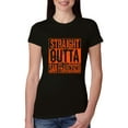 thumbnail image 1 of Straight Outta San Francisco SF Fan | Fantasy Baseball Fans | Womens Sports Slim Fit Junior Tee, Black, 2XL, 1 of 4