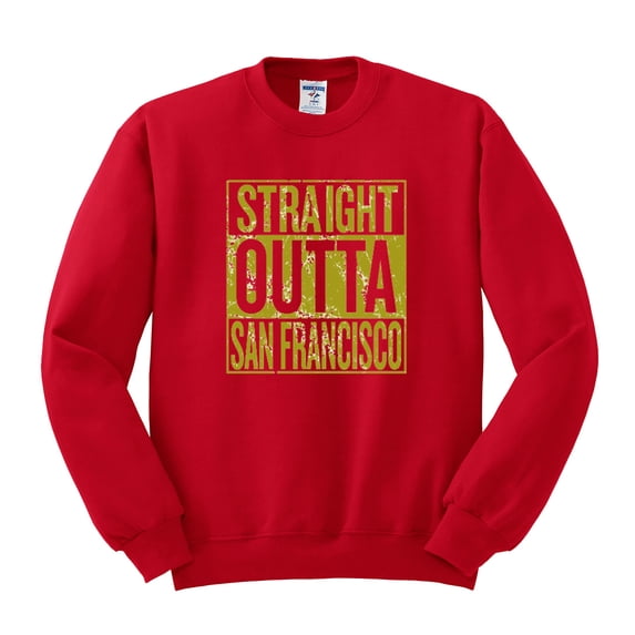 Straight Outta San Francisco SF Fan | Fantasy Football | Mens Sports Crewneck Graphic Sweatshirt, Red, 2XL