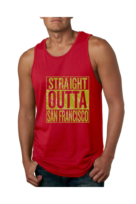 Straight Outta San Francisco SF Fan | Fantasy Football | Mens Sports Graphic Tank Top, Red, Small