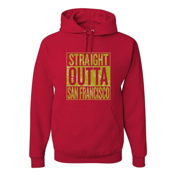 Straight Outta San Francisco SF Fan | Fantasy Football | Mens Sports Hooded Sweatshirt Graphic Hoodie, Red, 3XL