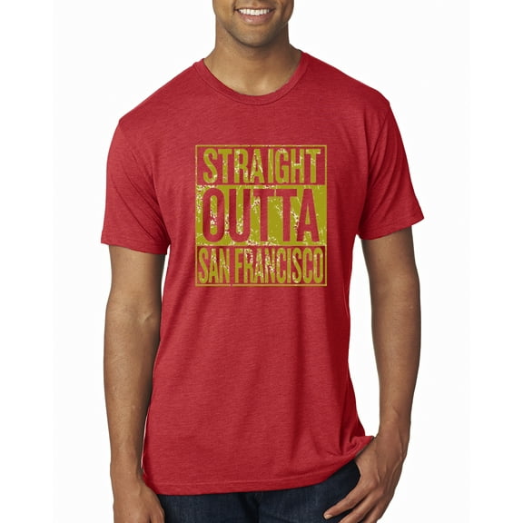 Straight Outta San Francisco SF Fan | Fantasy Football | Mens Sports Premium Tri Blend T-Shirt, Vintage Red, Large