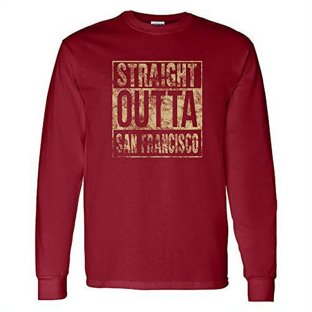 Straight Outta San Francisco - San Francisco Football Long Sleeve T Shirt - 2X-Large - Cardinal