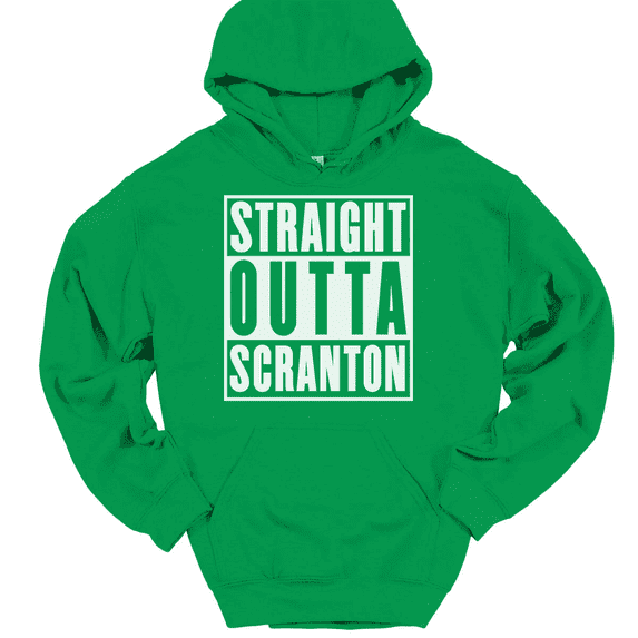 Straight Outta Scranton Hooded Sweatshirt Hoodie Funny The Office Humor - Green, 4XL