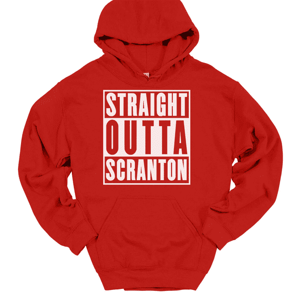 Straight Outta Scranton Hooded Sweatshirt Hoodie Funny The Office Humor - Red, XL