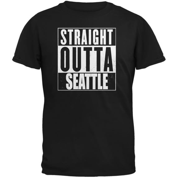 Straight Outta Seattle Black Adult T-Shirt - 2X-Large