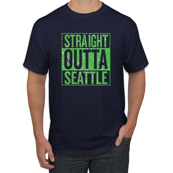 Straight Outta Seattle SEA Fan | Fantasy Football | Mens Sports Graphic T-Shirt, Navy, Medium