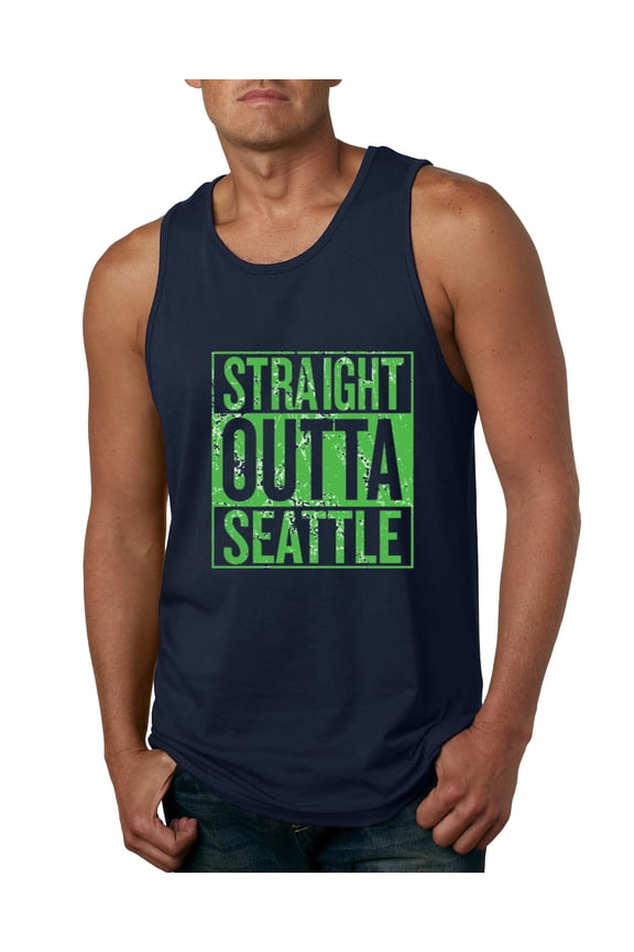 Straight Outta Seattle SEA Fan | Fantasy Football | Mens Sports Graphic Tank Top, Navy, X-Large