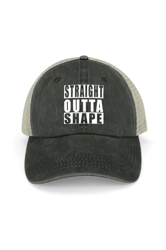 Straight Outta Shape Black Hat Adjustable Funny Fashion Unisex Baseball Cap for Men Women