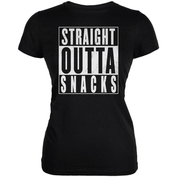 Straight Outta Snacks Black Juniors Soft T-Shirt - X-Large