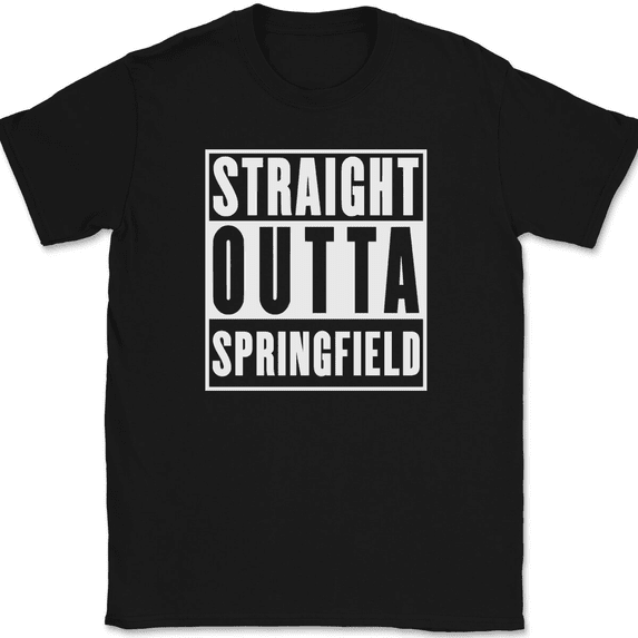 Straight Outta Springfield T-Shirt Tee Funny Humor Missouri City - Black, 5XL