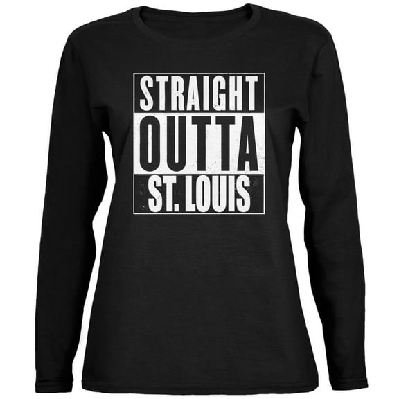 Straight Outta St. Louis Black Womens Long Sleeve T-Shirt - X-Large