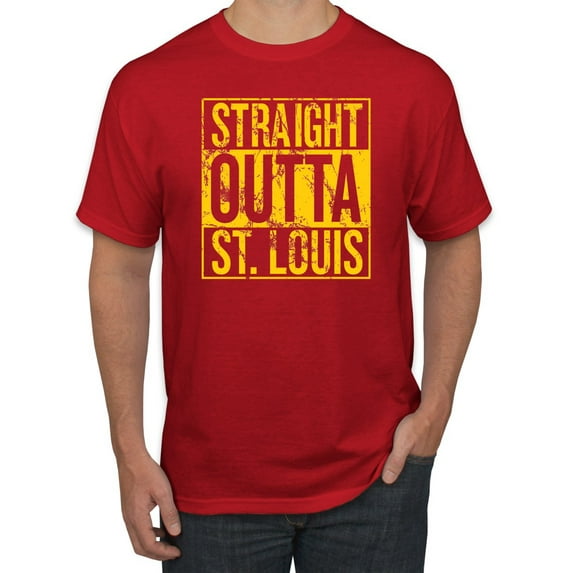 Straight Outta St. Louis STL Fan | Fantasy Baseball Fans | Mens Sports Graphic T-Shirt, Red, 2XL