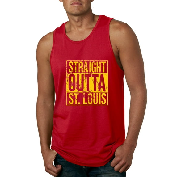 Straight Outta St. Louis STL Fan | Fantasy Baseball Fans | Mens Sports Graphic Tank Top, Red, Small