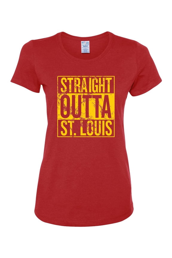 Straight Outta St. Louis STL Fan | Fantasy Baseball Fans | Womens Sports Graphic T-Shirt, Red, Large
