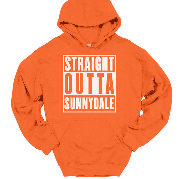 Straight Outta Sunnydale Hooded Sweatshirt Hoodie Funny TV Show Humor - Orange, L
