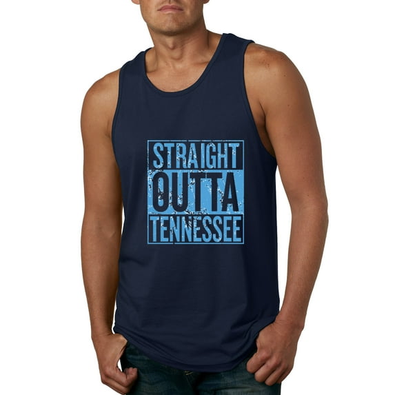 Straight Outta Tennessee Ten Fan | Fantasy Football | Mens Sports Graphic Tank Top, Navy, Medium