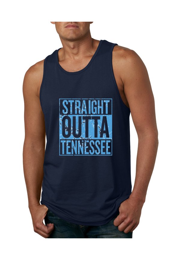 Straight Outta Tennessee Ten Fan | Fantasy Football | Mens Sports Graphic Tank Top, Navy, Medium