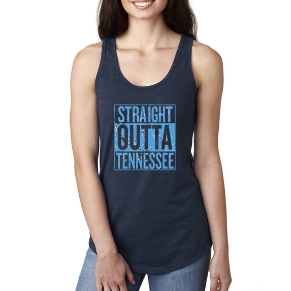 Straight Outta Tennessee Ten Fan | Fantasy Football | Womens Sports Jersey Racerback Tank Top, Navy, X-Large