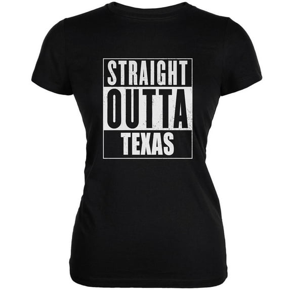 Straight Outta Texas Black Juniors Soft T-Shirt - 2X-Large
