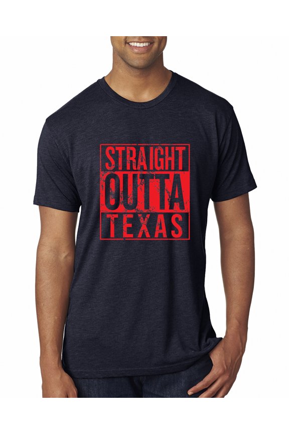 Straight Outta Texas TEX Fan | Fantasy Baseball Fans | Mens Sports Premium Tri Blend T-Shirt, Vintage Navy, Medium