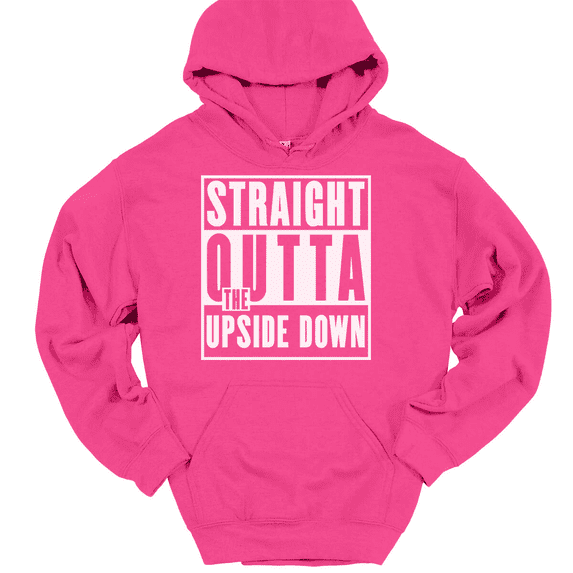 Straight Outta The Upside Down Hooded Sweatshirt Hoodie Funny TV Show Humor - Pink, 2XL