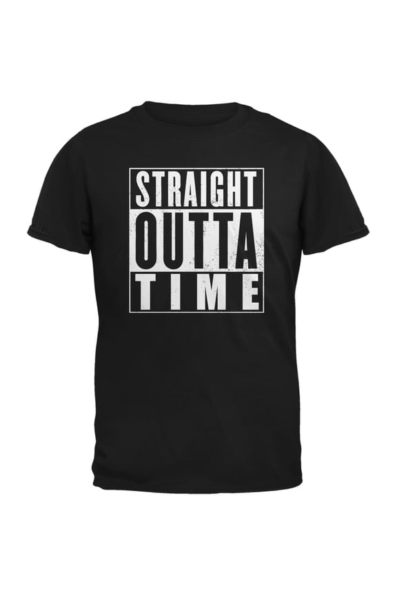 Straight Outta Time Black Adult T-Shirt - Large