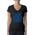 thumbnail image 1 of Straight Outta Toronto Fan | Fantasy Baseball Fans | Womens Sports Slim Fit Junior V-Neck Tee, Black, Medium, 1 of 4