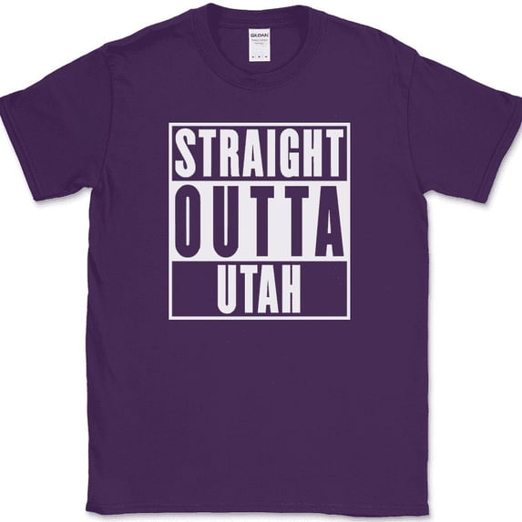 Straight Outta Utah T-Shirt Funny Humor State Pride Home US Novelty Tee - Purple, 2XL