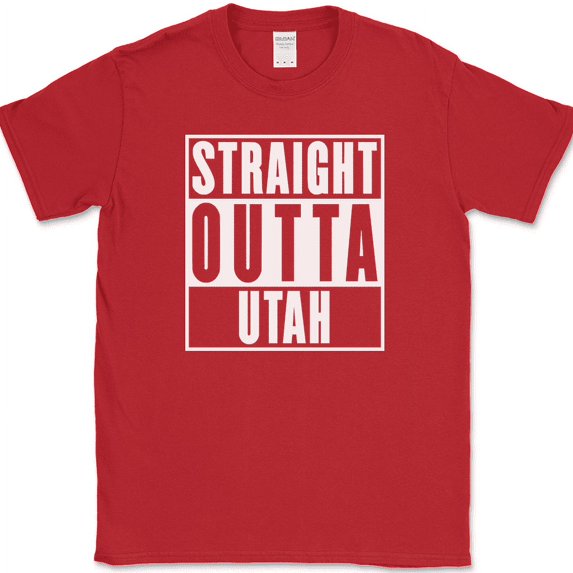 Straight Outta Utah T-Shirt Funny Humor State Pride Home US Novelty Tee - Red, 4XL