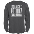 thumbnail image 1 of Straight Outta Valhalla Viking Valkyrie Mens Long Sleeve T Shirt Deep Heather X-LG, 1 of 1