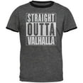 thumbnail image 1 of Straight Outta Valhalla Viking Valkyrie Mens Ringer T Shirt Dark Heather-Black MD, 1 of 1