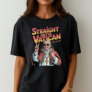 Straight Outta Vatican Pope Leo XIV Funny American Pope Shirt Cool Catholic Humor Tee Hip Hop Pope Meme Graphic T-Shirt Gift