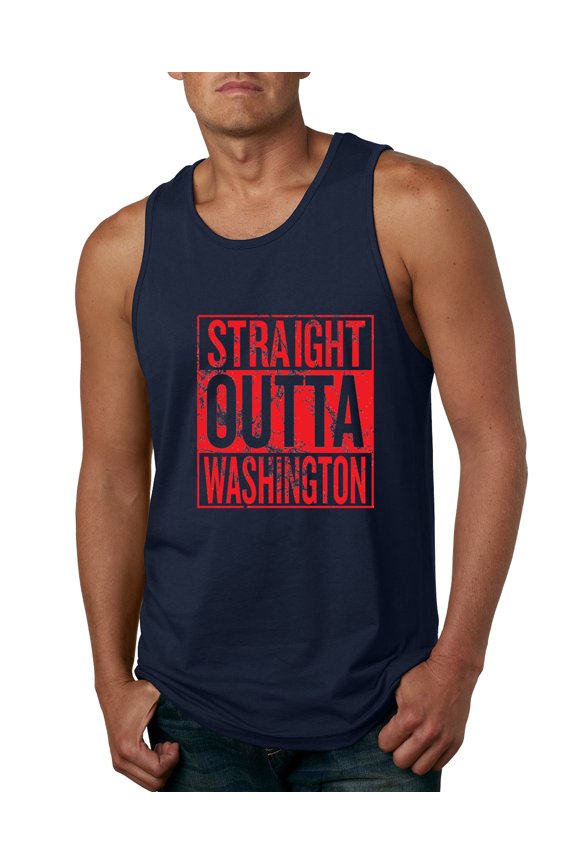 Straight Outta Washington WSH Fan | Fantasy Baseball Fans | Mens Sports Graphic Tank Top, Navy, Small