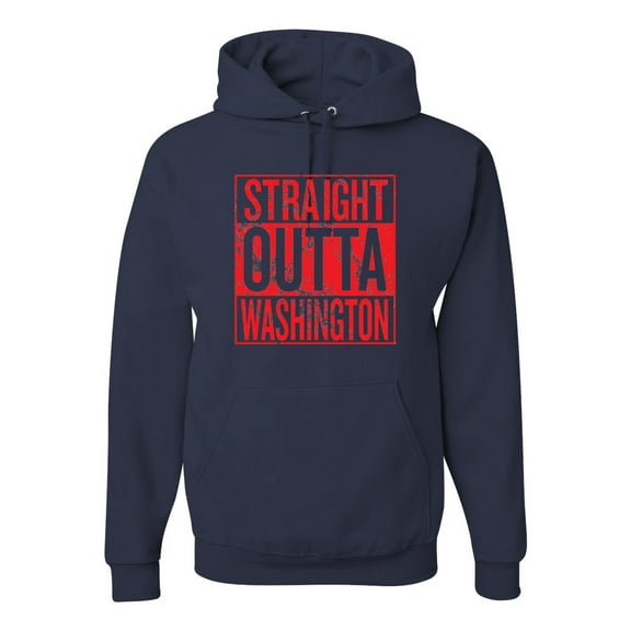 Straight Outta Washington WSH Fan | Fantasy Baseball Fans | Mens Sports Hooded Sweatshirt Graphic Hoodie, Navy, 2XL